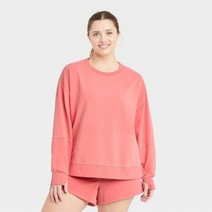 Women's Plus Size French Terry Crewneck Sweatshirt - All in Motion Rose Pink